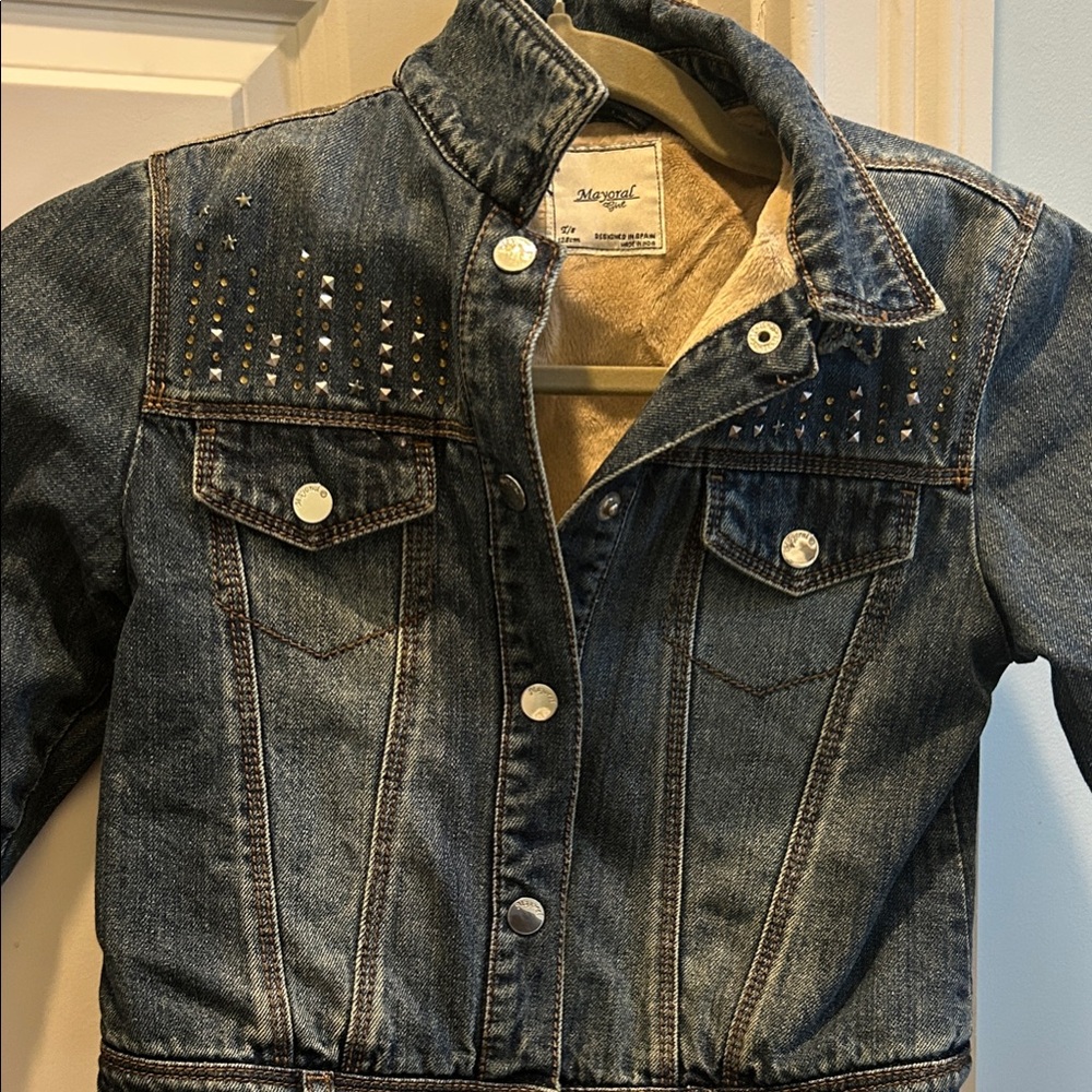 Mayoral Size 8 girls Denim sequined Jacket